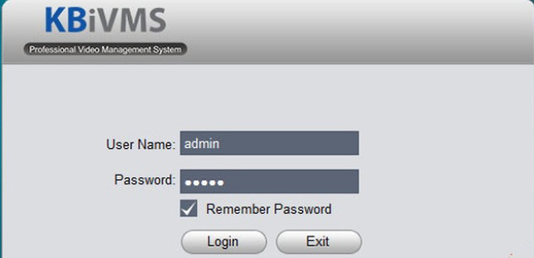 Đăng nhập vào giao diện phần mềm xem camera KBVision trên máy tính KBiVMS