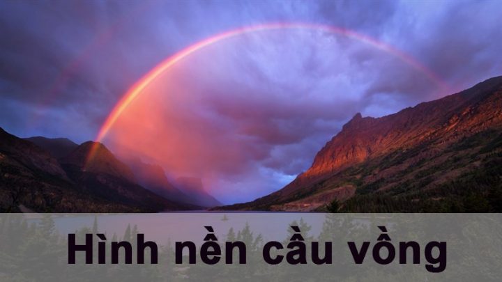 Hình nền máy tính cầu vồng lãng mạn trên nền trời hoàng hôn
