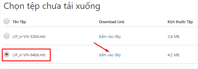 Chọn bản tải về 32 bit hay 64 bit
