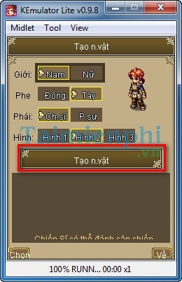 Tạo nhân vật trong game Phong Vân Truyền Kỳ