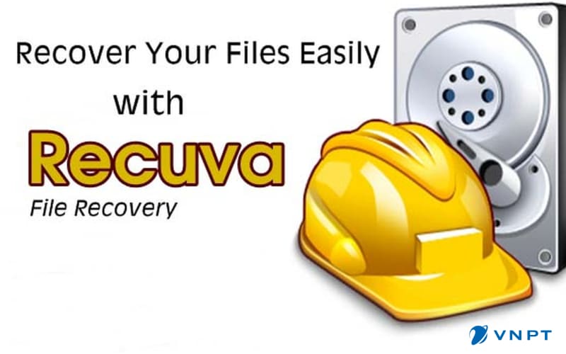 Giao diện phần mềm khôi phục dữ liệu máy tính Recuva trên Windows