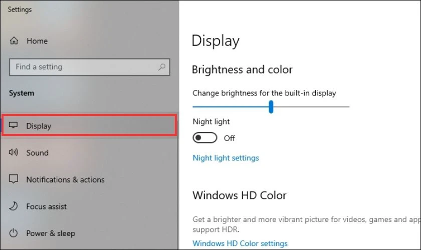Menu Display settings để sửa lỗi màn hình máy tính bị kẻ ô
