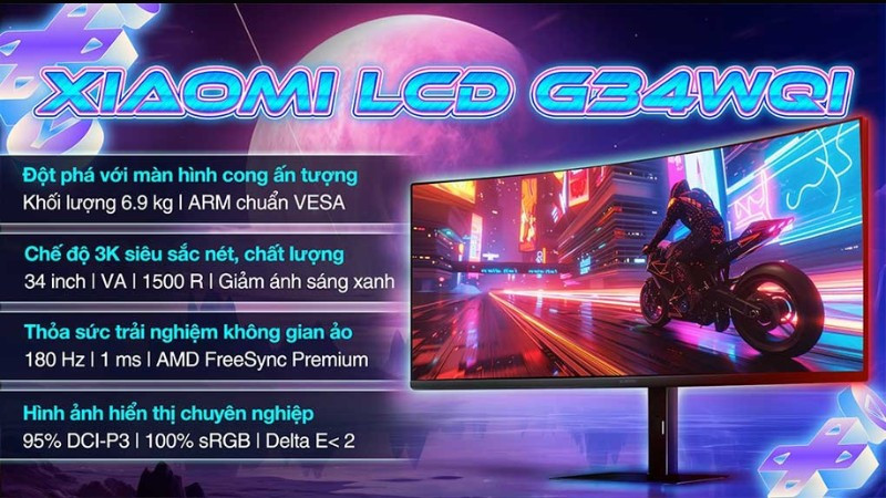 Màn hình Xiaomi Gaming G34WQi 34 inch cong 3K VA mang lại trải nghiệm đắm chìm