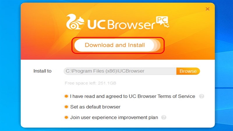 Tiến hành cài đặt UC Browser cho máy tính
