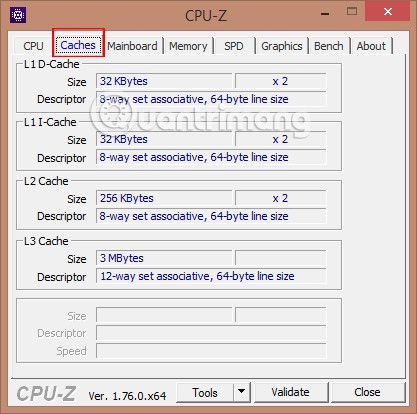 Thông tin Caches trong CPU-Z