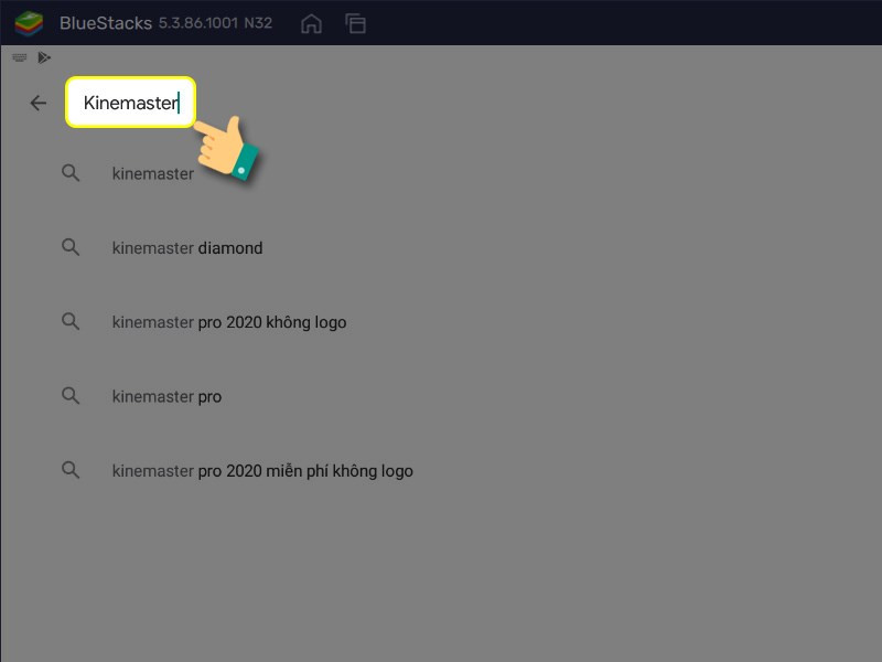 Thực hiện tìm kiếm ứng dụng Kinemaster trên Play Store