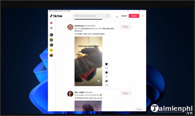 Ứng dụng xem video trên máy tính TikTok PC: Giao diện sử dụng trên Windows 11
