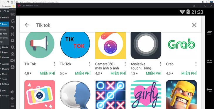 Tìm kiếm ứng dụng TikTok trên Google Play Store của giả lập NoxPlayer