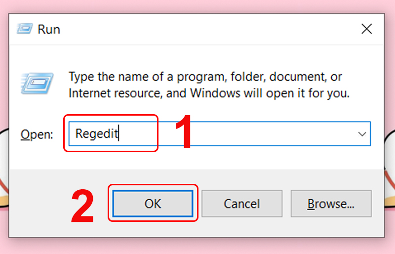 Mở Regedit bằng cửa sổ Run